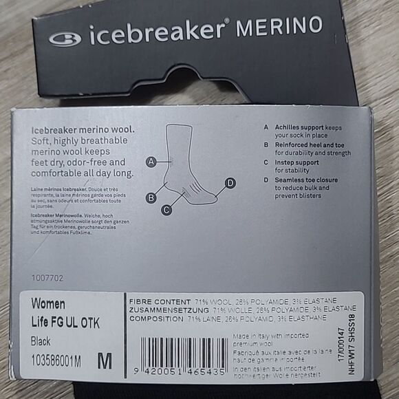 Nwt  200n Fine Gauge Icebreaker Over The Knee  Light Cushion Wool Sock STOCKINGS - Picture 3 of 7